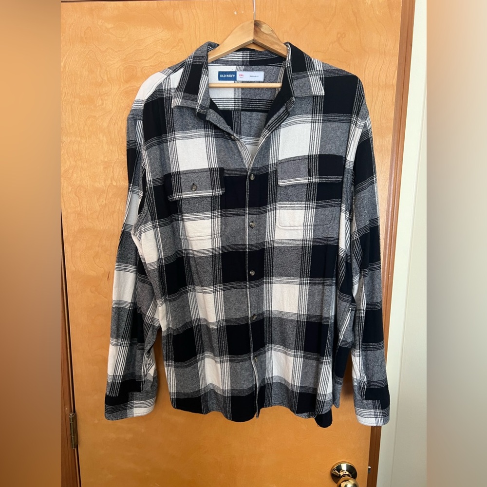 Black Plaid Shirt Old Navy xxl